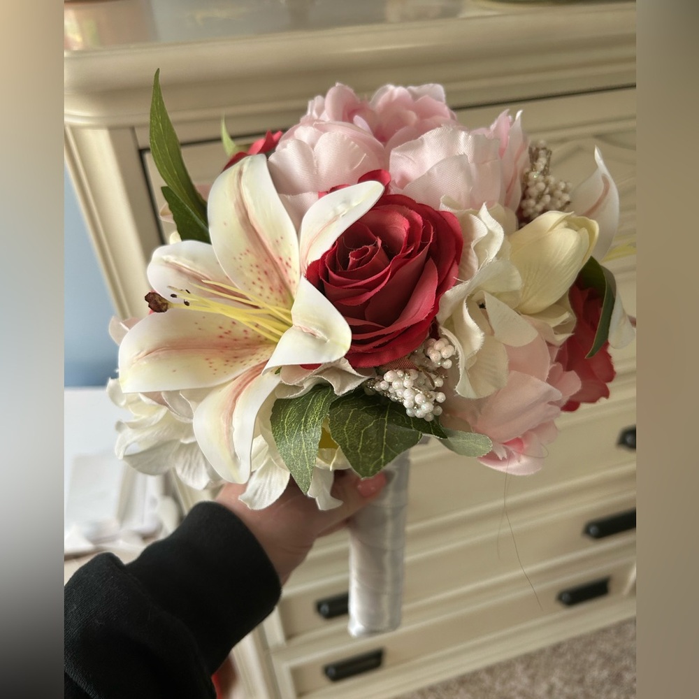 Handmade Pink and Red Floral Bouquet